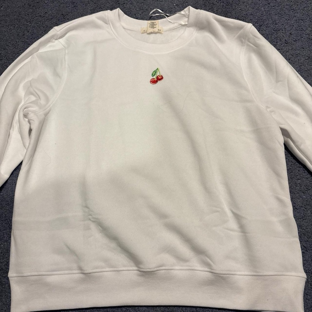 White Cherry Embroidered Men's Sweater